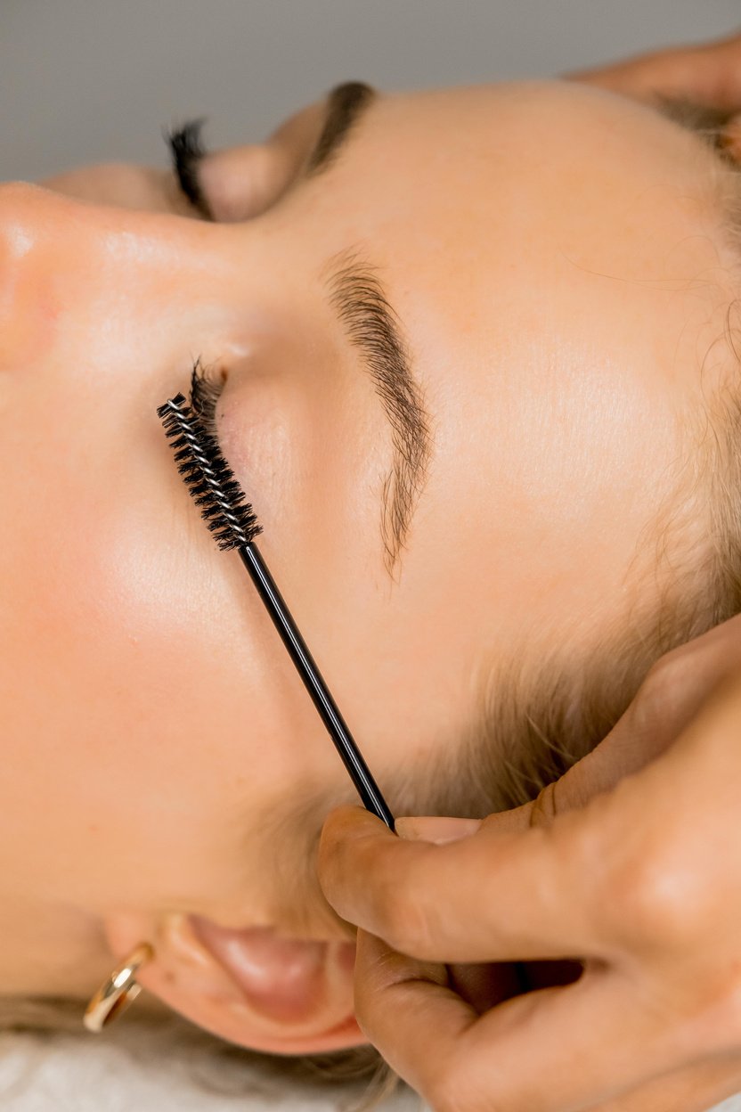 Hand Brushing Woman's Eyelashes